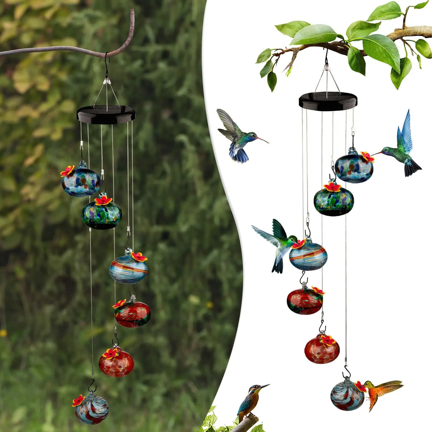 Colorful Hummingbird Feeder Wind Chimes