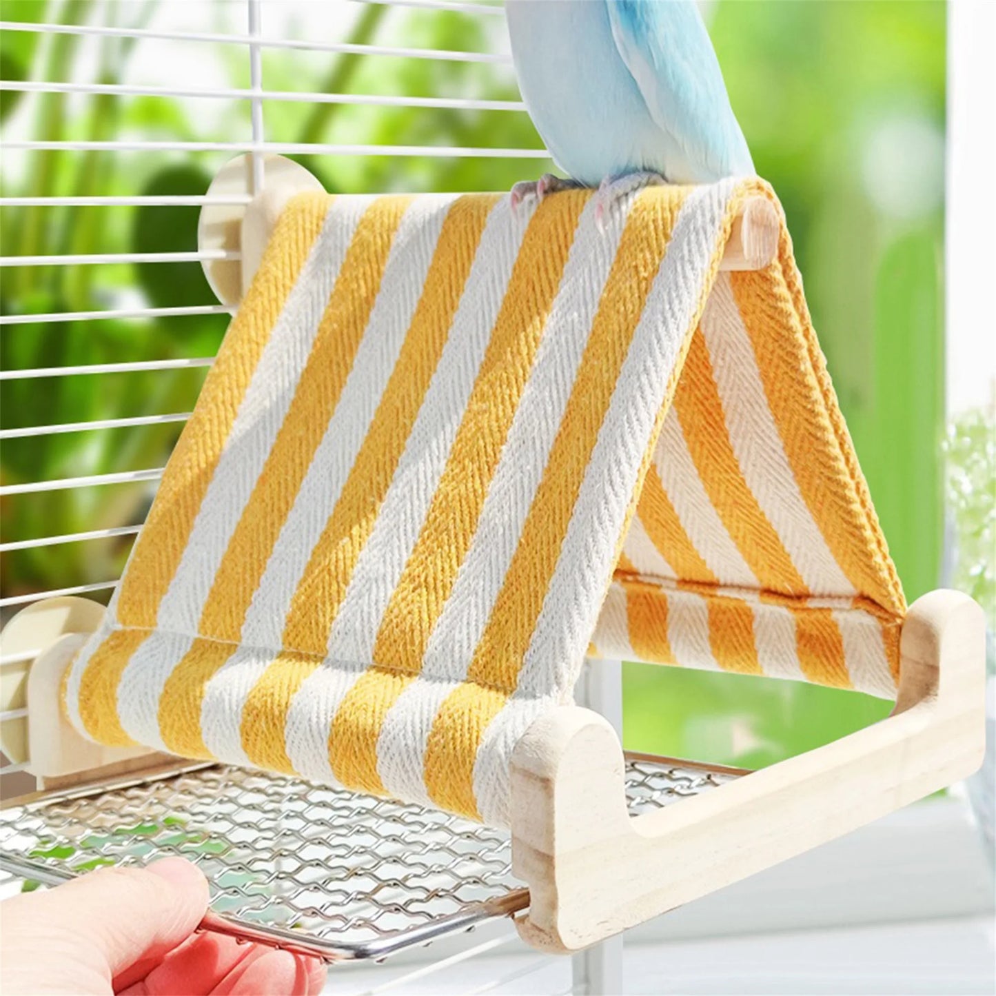 Guangdong Wooden Parrot Swing With Perch And Bells Cage