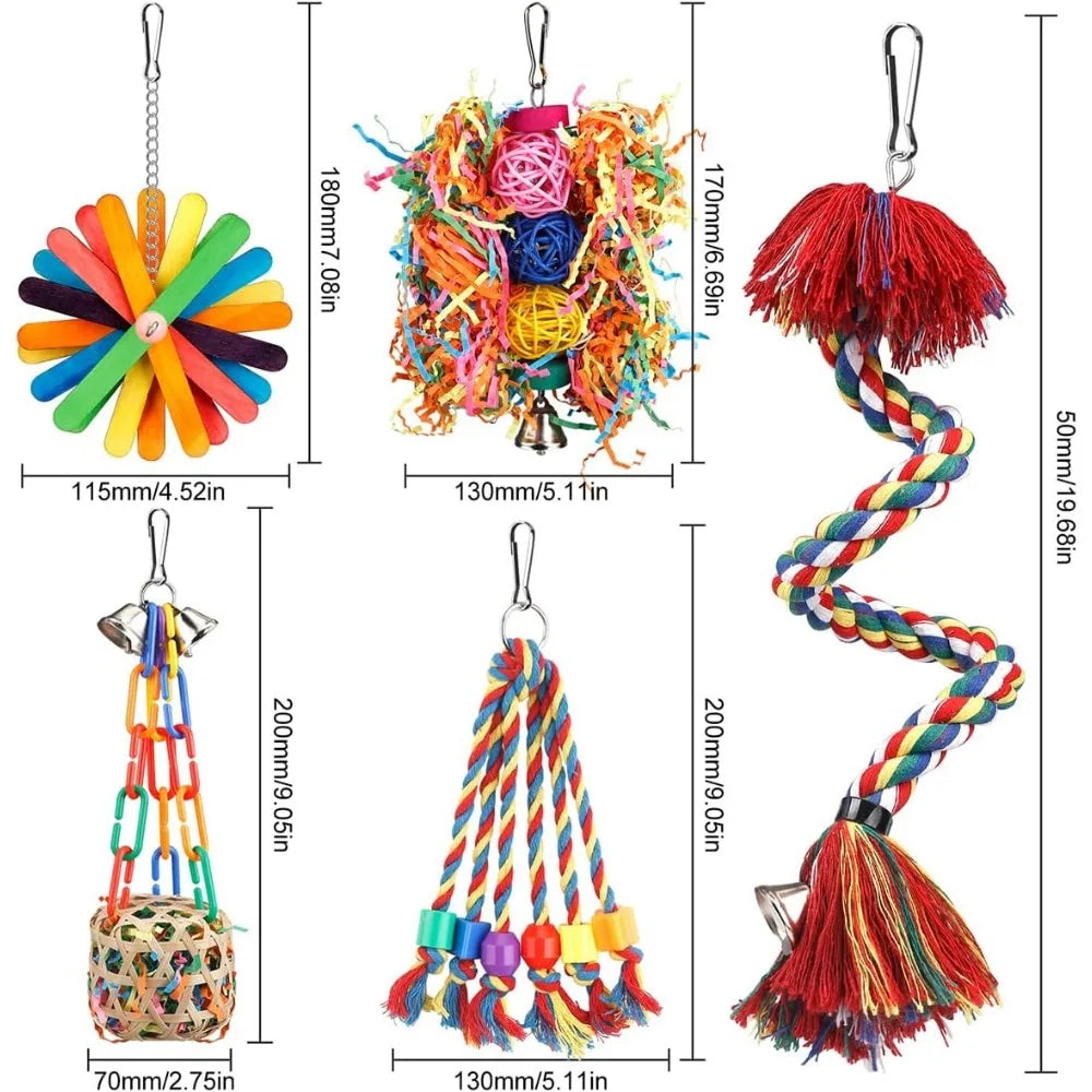 Bird Rope Perch With Bell Toy For Parrots Climbing Swing