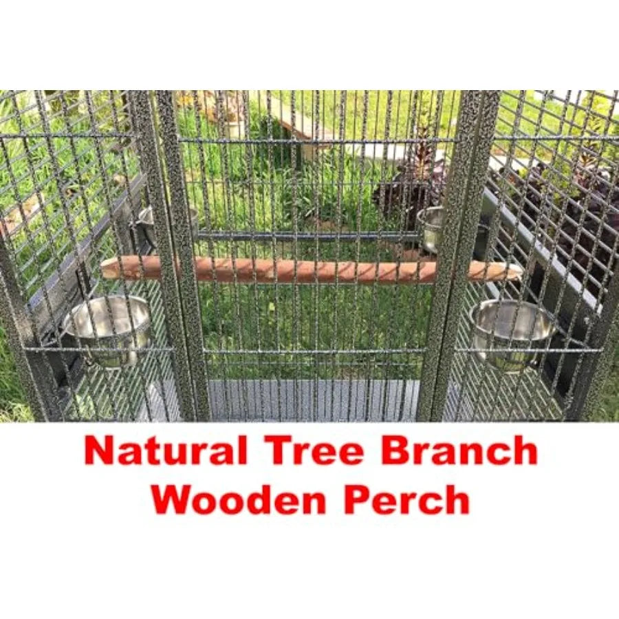 Large Elegant and Durable Wrought Iron Open Close Play Top Bird Parrot Cage with Metal Seed Guard Solid Metal Feeder Nest Doors