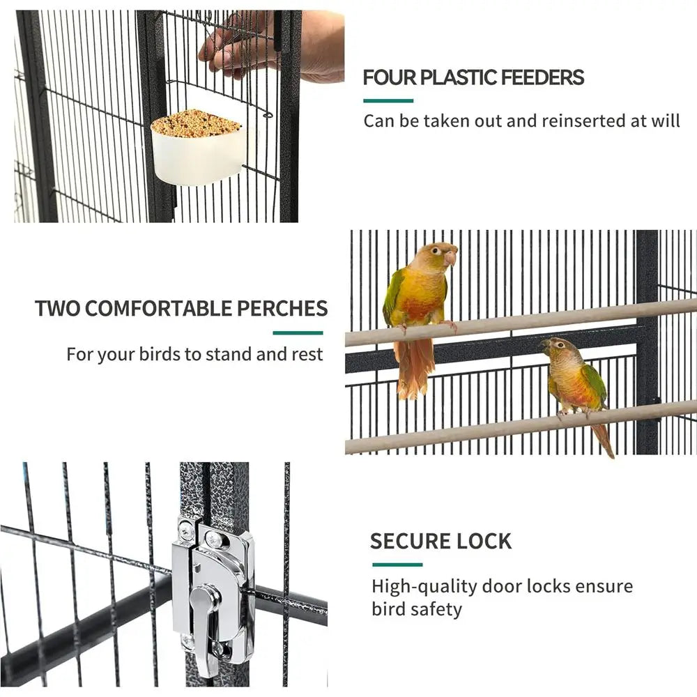 NONEM Parakeet Bird Cage with Seed Catcher and Rolling Stand