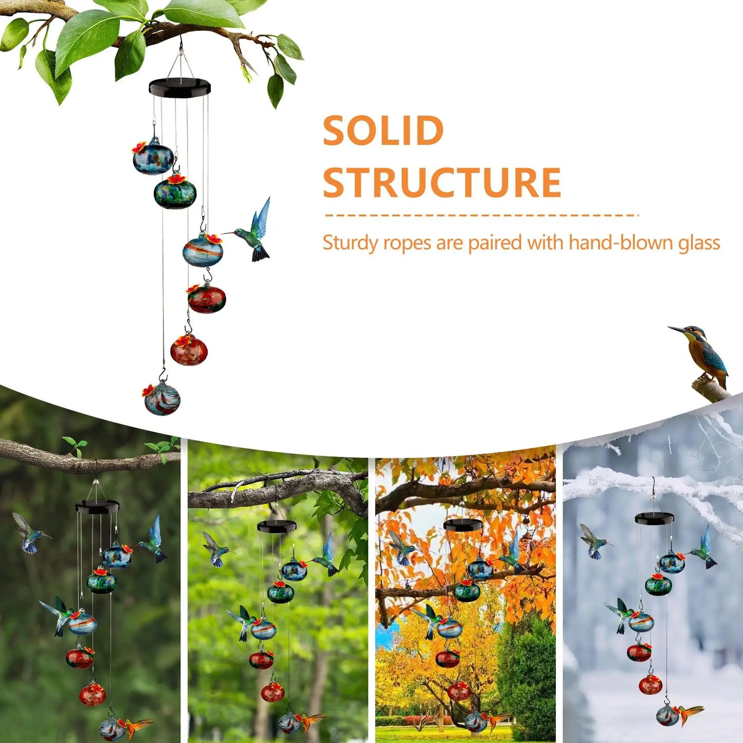 Colorful Hummingbird Feeder Wind Chimes