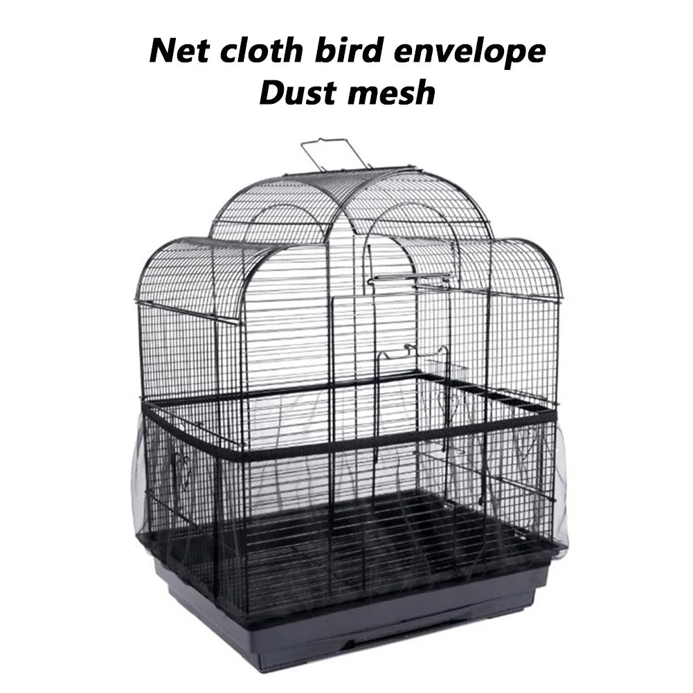 Mesh Bird Parrot Cage Cover Net Easy Cleaning Seed Catcher Guard Shell Skirt