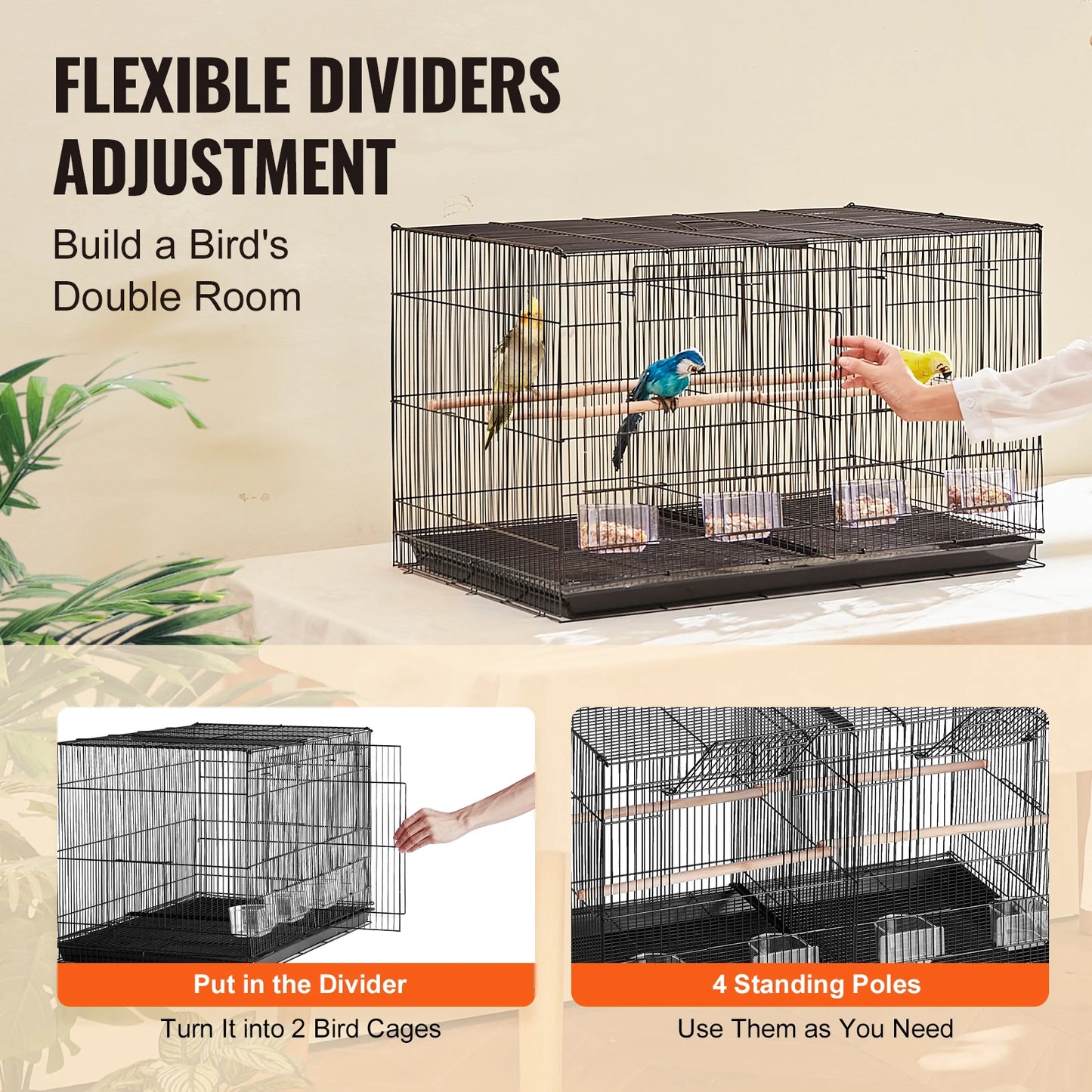 SucceBuy Flight Bird Cage With Divider And Travel Handle