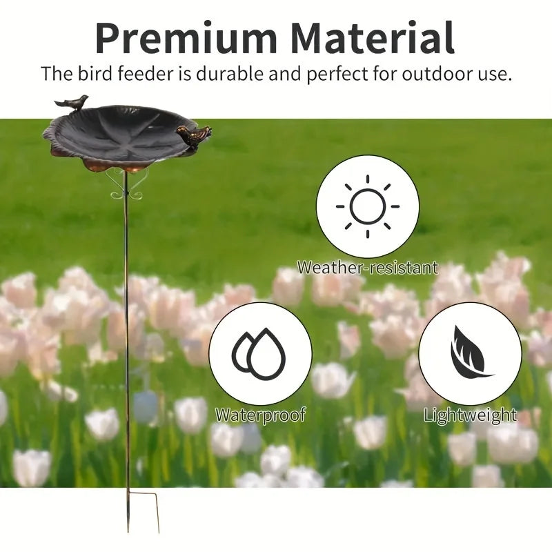 Feeder Metal Leaf Shaped Waterproof Bird Feeder Stake Outdoor Ornament