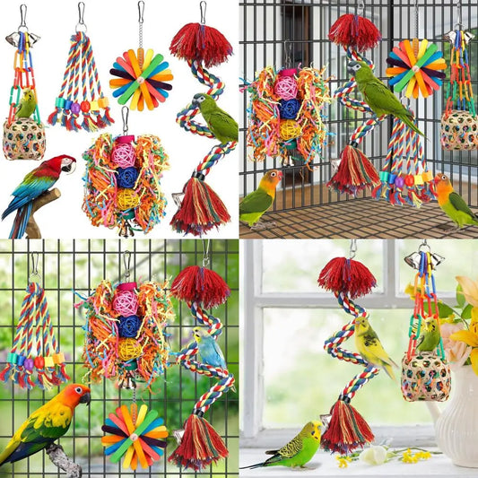 Bird Rope Perch With Bell Toy For Parrots Climbing Swing