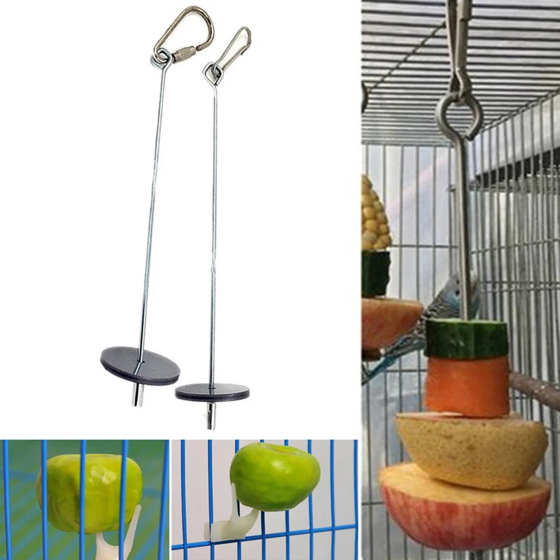 1/2pcBird Toy Skewer Fruit Spear Hanging Holder Pet Parrot Parakeet Meat Feeding Fork Stainless Steel Stick For Vegetable Skewer