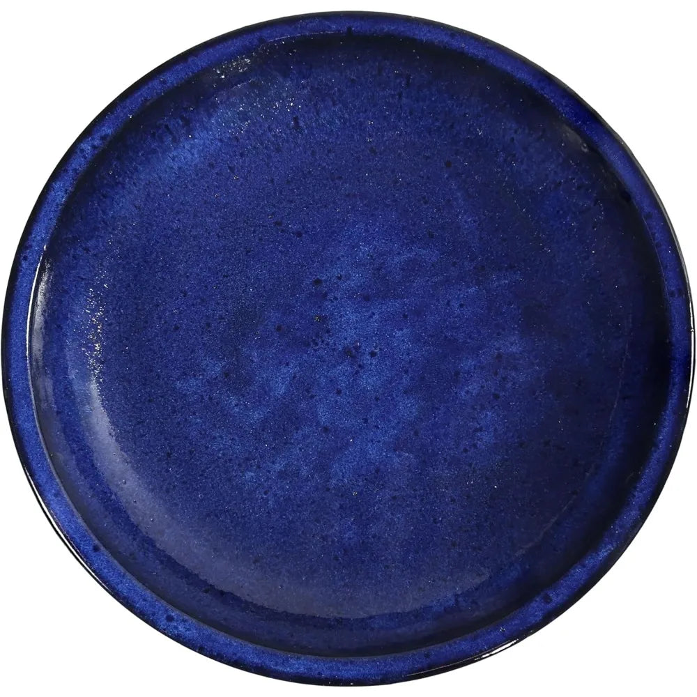 Ceramic Bird Bath for Outside, 16 H - UV- and Frost-Resistant, Pedestal Bird Bath, Blue Glazed Bowl