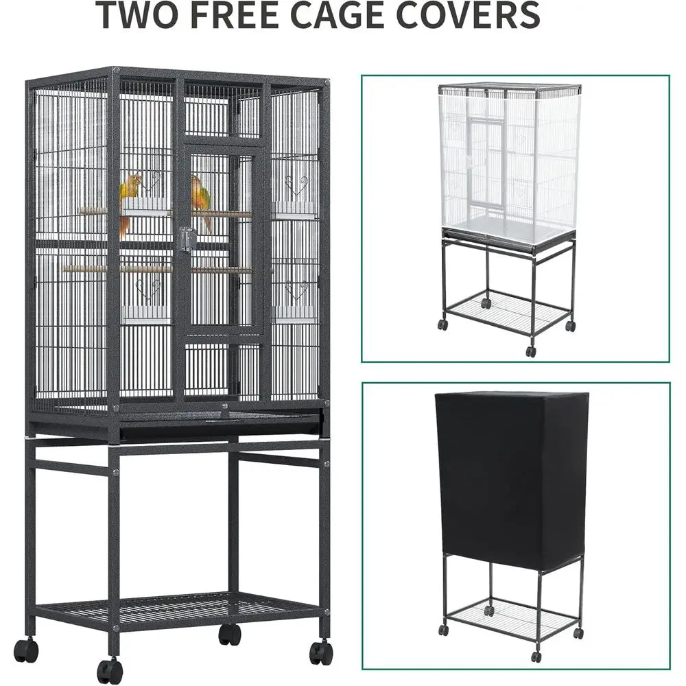 NONE Bird Cage Parakeet Seed Catcher With Rolling Stand