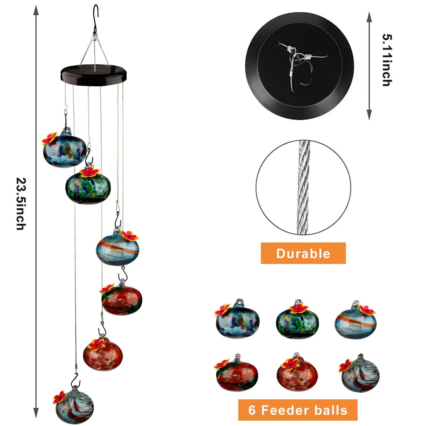 Colorful Hummingbird Feeder Wind Chimes