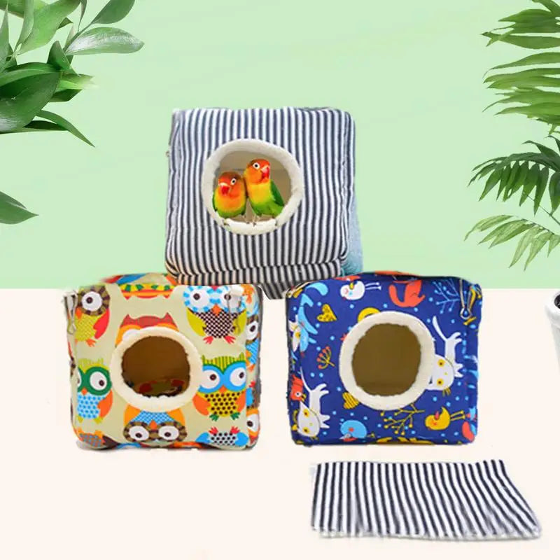 Parrot Bed Washable Shed Hut Cage Cotton Birds Hideaway Bird House Winter Bird Nest Cozy Bird Bed Warm Cute Hamster Sleeping