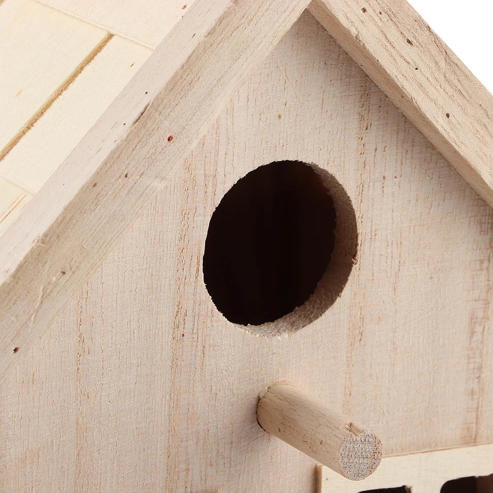 Wooden Bird House Nests Moisture Proof Outdoor Hanging Birds Parrots Resting Breeding Box Decoration for Home Garden