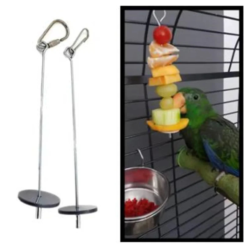 1/2pcBird Toy Skewer Fruit Spear Hanging Holder Pet Parrot Parakeet Meat Feeding Fork Stainless Steel Stick For Vegetable Skewer