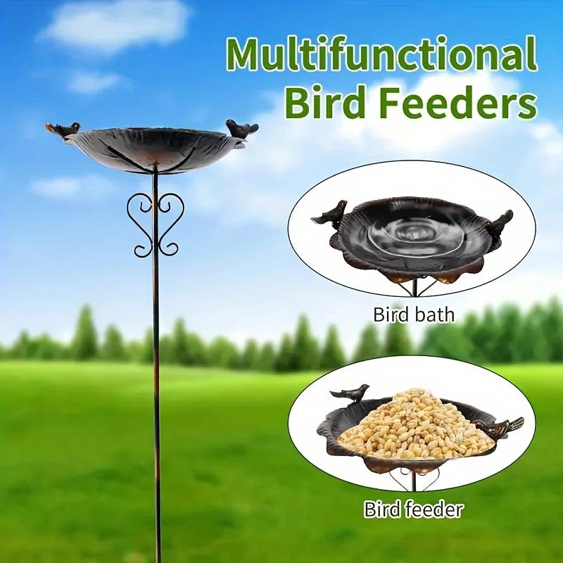 Feeder Metal Leaf Shaped Waterproof Bird Feeder Stake Outdoor Ornament