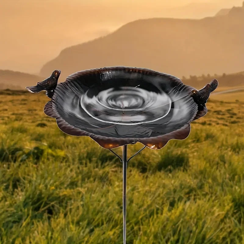 Feeder Metal Leaf Shaped Waterproof Bird Feeder Stake Outdoor Ornament